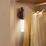1-Pack USB Rechargeable Magnetic LED Night Light – Motion Sensor Wall Light for Bedroom, Kitchen & Bathroom/Ash wood color