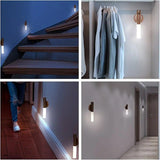 1-Pack USB Rechargeable Magnetic LED Night Light – Motion Sensor Wall Light for Bedroom, Kitchen & Bathroom/Walnut color