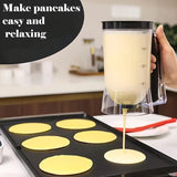 Handheld Batter Dispenser with Measuring Cup, PP Cake Waffle Pancake Batter Separator, DIY Baking Tool.(black)