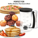 Handheld Batter Dispenser with Measuring Cup, PP Cake Waffle Pancake Batter Separator, DIY Baking Tool.(black)