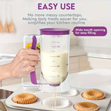Handheld Batter Dispenser with Measuring Cup, PP Cake Waffle Pancake Batter Separator, DIY Baking Tool.(black)