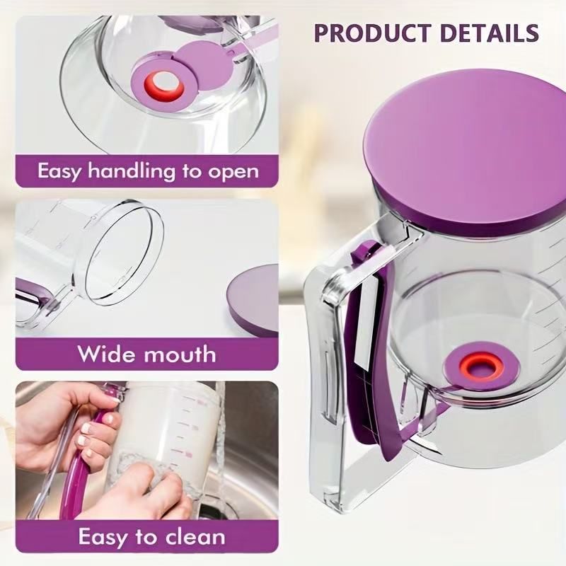 Handheld Batter Dispenser with Measuring Cup, PP Cake Waffle Pancake Batter Separator, DIY Baking Tool.(black)