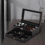 Men's Watch and Glasses Storage Box: Transparent Lid, Zoned Storage, Multi-slot Protection for Watches and Accessories
