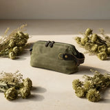 Vintage Waxed Canvas & Cowhide Cylinder Bag, Dopp Kit with Dual Zippers, Commute Travel Crossbody.(black)