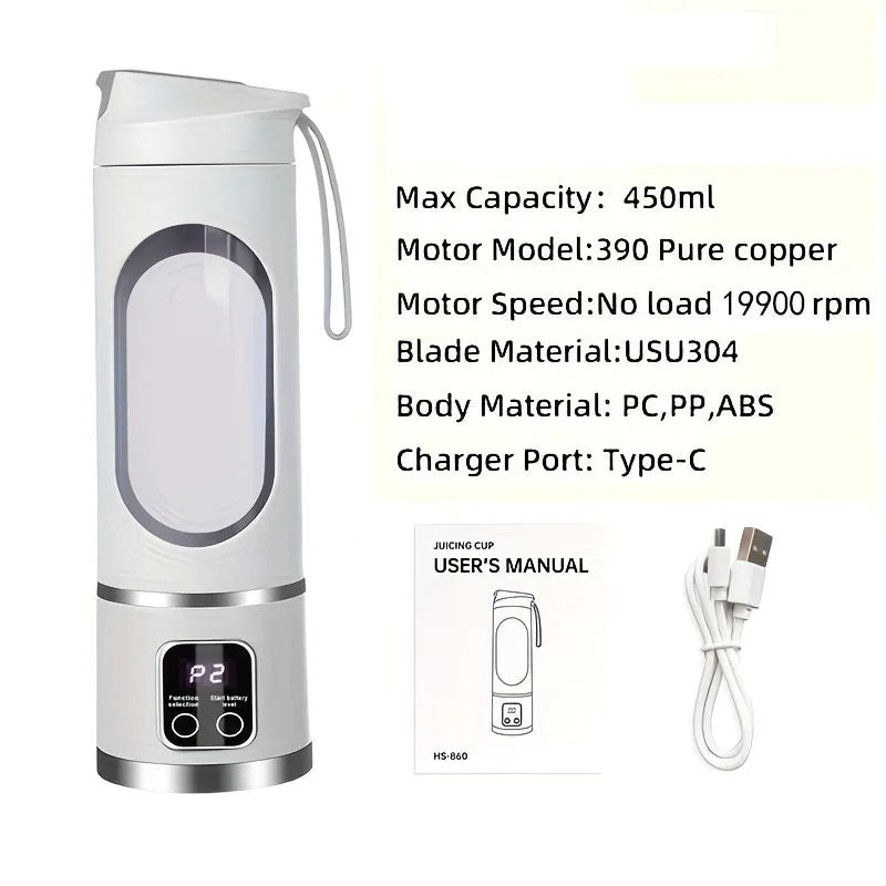 （white)Portable USB Charging Blender & Juicer - Easy to Clean, Suitable for Fruit and Vegetable Drinks, Smoothies - Capacity Ranging from 10.14 oz to 16.91 oz