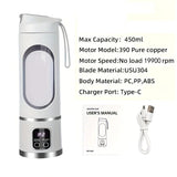 （white)Portable USB Charging Blender & Juicer - Easy to Clean, Suitable for Fruit and Vegetable Drinks, Smoothies - Capacity Ranging from 10.14 oz to 16.91 oz