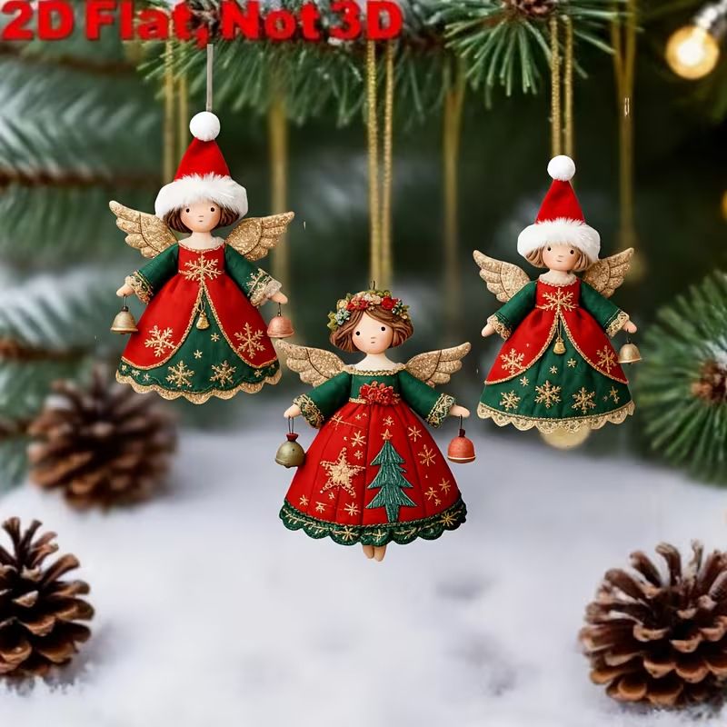 24-Pack Christmas Angel Hanging Ornaments | 2D Flat Pendants to Brighten Your Warm Holiday Atmosphere