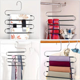 3 Pack Multi-Layer Stainless Steel Metal Pants Hangers, Bedroom Storage, S-Shaped Anti-Slip No-Mark, Space Saving, Closet Storage Rack, Pants Jeans Scarves Hanging, Black Version