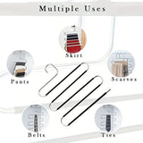 3 Pack Multi-Layer Stainless Steel Metal Pants Hangers, Bedroom Storage, S-Shaped Anti-Slip No-Mark, Space Saving, Closet Storage Rack, Pants Jeans Scarves Hanging, Black Version