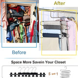 3 Pack Multi-Layer Stainless Steel Metal Pants Hangers, Bedroom Storage, S-Shaped Anti-Slip No-Mark, Space Saving, Closet Storage Rack, Pants Jeans Scarves Hanging, Black Version