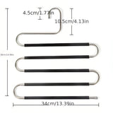3 Pack Multi-Layer Stainless Steel Metal Pants Hangers, Bedroom Storage, S-Shaped Anti-Slip No-Mark, Space Saving, Closet Storage Rack, Pants Jeans Scarves Hanging, Black Version