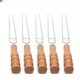 Upgraded Stainless Steel BBQ Skewers Set with Thickened Heat-Resistant Beech Wood Handles, U-Shaped & Spiral Dual Styles for Anti-Slip Meat-Locking, Comes with Oxford Bag for Portable Storage, Essential for Outdoor Grilling & Camping.