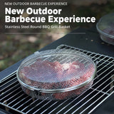 Stainless Steel Round BBQ Basket, Portable Outdoor Grill Grate, Lock-in Freshness, Single/Double-sided Grilling, Camping Picnic BBQ Tool
