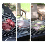 Stainless Steel Round BBQ Basket, Portable Outdoor Grill Grate, Lock-in Freshness, Single/Double-sided Grilling, Camping Picnic BBQ Tool