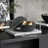 Nordic industrial style concrete ashtray, handcrafted with natural texture, detachable stainless steel bowl with anti-ash lid — easy to clean, durable, suitable for living rooms, bars, offices, ideal gift for Father’s Day, Christmas, housewarming.（BLACK)