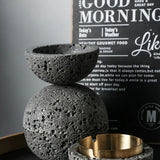 Nordic industrial style concrete ashtray, handcrafted with natural texture, detachable stainless steel bowl with anti-ash lid — easy to clean, durable, suitable for living rooms, bars, offices, ideal gift for Father’s Day, Christmas, housewarming.（BLACK)