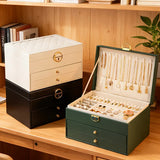 BLACK Multi - layer Jewelry Storage Box: Velvet Lining, Three - layer Zoning, Double - drawer Storage for Accessories