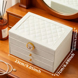 BLACK Multi - layer Jewelry Storage Box: Velvet Lining, Three - layer Zoning, Double - drawer Storage for Accessories