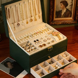 White Multi - layer Jewelry Storage Box: Velvet Lining, Three - layer Zoning, Double - drawer Storage for Accessories
