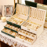 White Multi - layer Jewelry Storage Box: Velvet Lining, Three - layer Zoning, Double - drawer Storage for Accessories