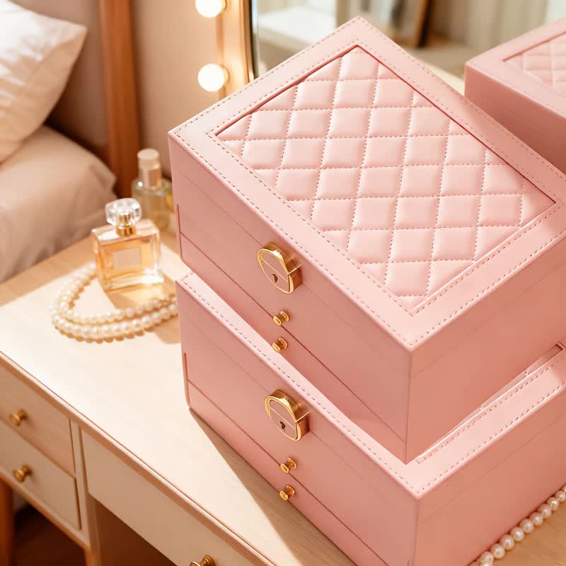 White Multi - layer Jewelry Storage Box: Velvet Lining, Three - layer Zoning, Double - drawer Storage for Accessories