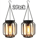 Outdoor Solar Retro Metal Hanging Lantern 2-Pack, Warm Filament, IP44 Waterproof, Garden Patio Decor Light