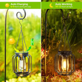 Outdoor Solar Retro Metal Hanging Lantern 2-Pack, Warm Filament, IP44 Waterproof, Garden Patio Decor Light