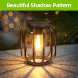Outdoor Solar Retro Metal Hanging Lantern 2-Pack, Warm Filament, IP44 Waterproof, Garden Patio Decor Light