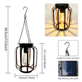 Outdoor Solar Retro Metal Hanging Lantern 2-Pack, Warm Filament, IP44 Waterproof, Garden Patio Decor Light