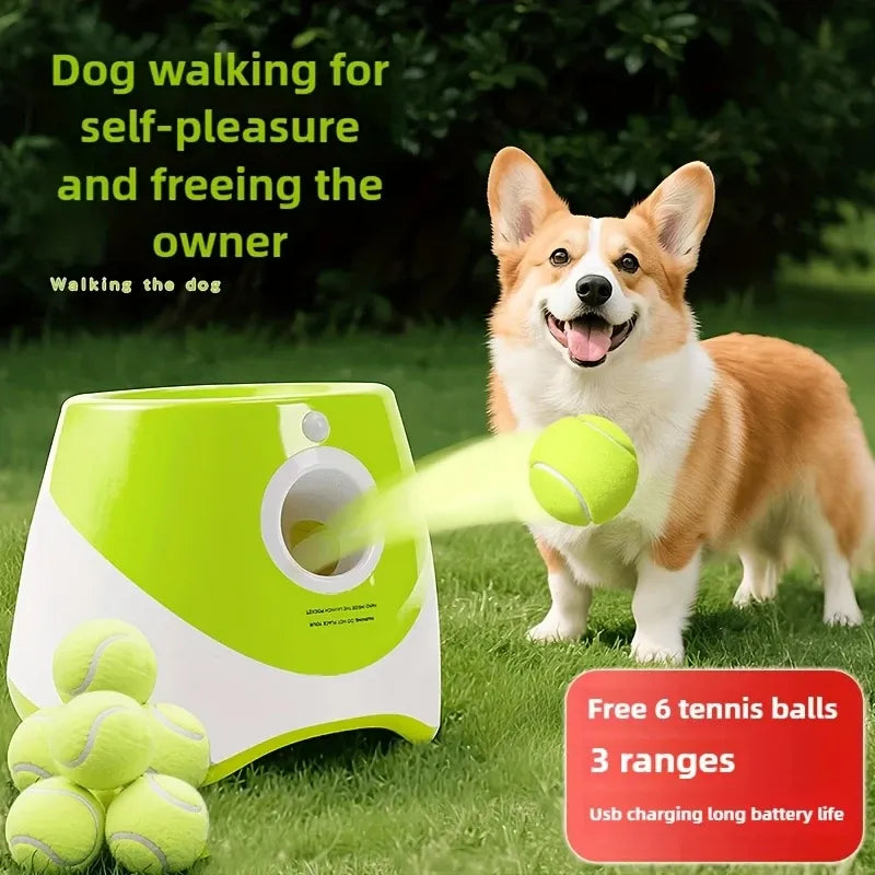 Automatic Pet Ball Launcher Toy with 3 Smart Launch Modes, Built-in Li-ion Battery & USB Charging, Long Battery Life, Indoor/Outdoor Use, Perfect Interactive Training Toy for Small and Medium Dogs.(blue)