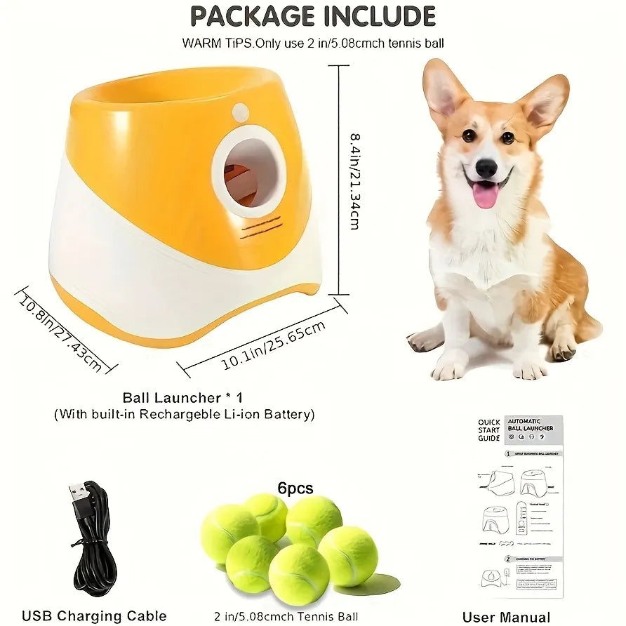 Automatic Pet Ball Launcher Toy with 3 Smart Launch Modes, Built-in Li-ion Battery & USB Charging, Long Battery Life, Indoor/Outdoor Use, Perfect Interactive Training Toy for Small and Medium Dogs.(blue)