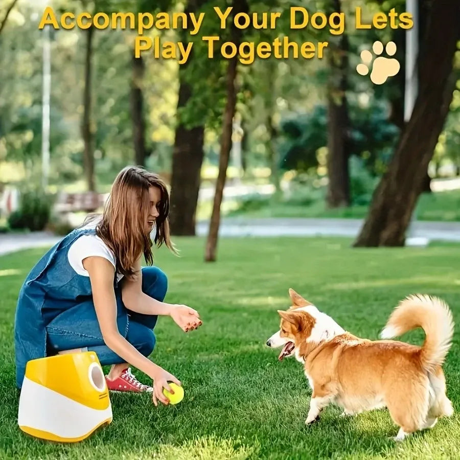 Automatic Pet Ball Launcher Toy with 3 Smart Launch Modes, Built-in Li-ion Battery & USB Charging, Long Battery Life, Indoor/Outdoor Use, Perfect Interactive Training Toy for Small and Medium Dogs.(blue)