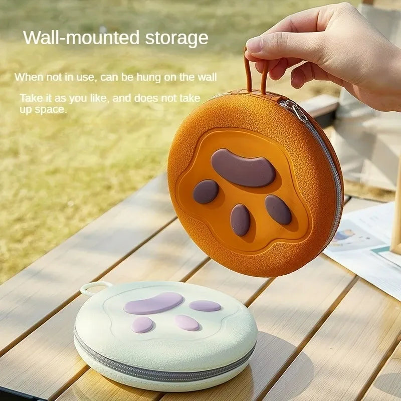 Bear Paw Foldable Pet Bowl: Heat-Resistant Silicone / Dual Bowls for Food & Water Separation / Explosion-Proof Zipper Storage Bag, Lightweight & Portable, Essential for Pet Eating & Drinking on Camping & Walks!(brown)