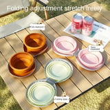 Bear Paw Foldable Pet Bowl: Heat-Resistant Silicone / Dual Bowls for Food & Water Separation / Explosion-Proof Zipper Storage Bag, Lightweight & Portable, Essential for Pet Eating & Drinking on Camping & Walks!(brown)