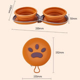 Bear Paw Foldable Pet Bowl: Heat-Resistant Silicone / Dual Bowls for Food & Water Separation / Explosion-Proof Zipper Storage Bag, Lightweight & Portable, Essential for Pet Eating & Drinking on Camping & Walks!(brown)