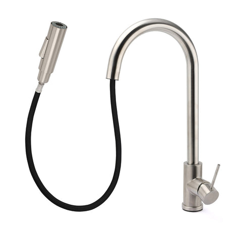 Brushed Nickel 2 Way Spray Kitchen Mixer Tap Pull Out Sink Laundry Swivel Faucet