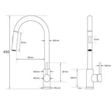 Brushed Nickel 2 Way Spray Kitchen Mixer Tap Pull Out Sink Laundry Swivel Faucet
