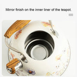 Flower Pattern Whistling Kettle, Vintage Stove Top Tea Pot With Anti Hot Handle for Gas Hob and Induction Stoves, 3 L