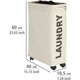 narrow laundry basket, laundry basket on wheels, Corno beige, Polyester, 43 l, 18.5 x 60 x 40 cm