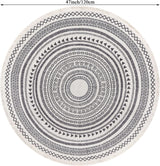Grey Round Woven Cotton Rug with Fringes 120cm Washable Absorbent Rug Moroccan Style Print 120*120CM—yux 120*120CM