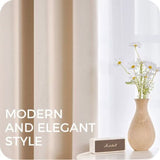 Thermal Insulating Blackout Curtain 140x160 cm Short Beige Interior Small Window Curtains for Living Room Bedroom Set of 2 with Eyelets, by DEBUNS