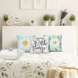 Cushion Cover 45 x 45 cm Set of 4 Decorative Cushions Daisy Cushion Cover Decoration Cotton Decorative Cushions for Garden Living Room Bedroom Modern