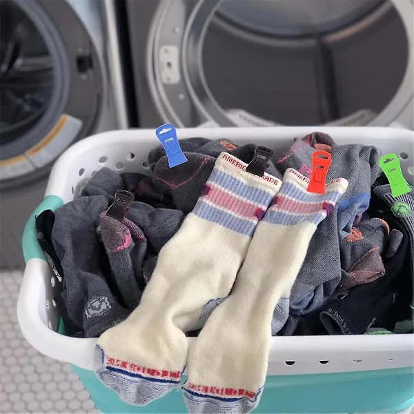 60 sock clips for washing machine and dryer, laundry clips with hooks, sock set