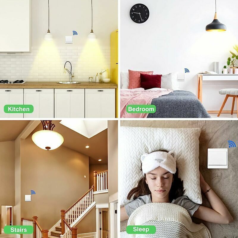 Self Powered Wireless Wall Remote Control Transmitter Waterproof No Battery Switch for Lights and Appliances