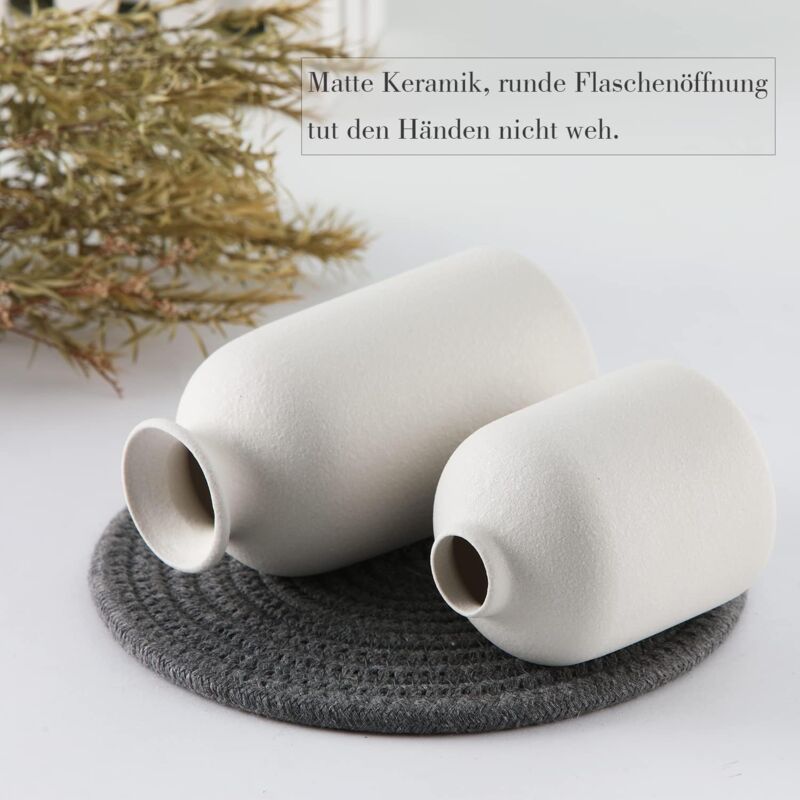 Ceramic Vase Set 3 Small Vase for Decoration for Wedding Table Party Living Office Bedroom Minimalist Bohemian Decoration, White