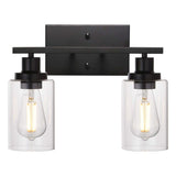 Black Vanity Light Glass Shade Wall Lamp Vintage Style Indoor Wall Sconces for Bathroom