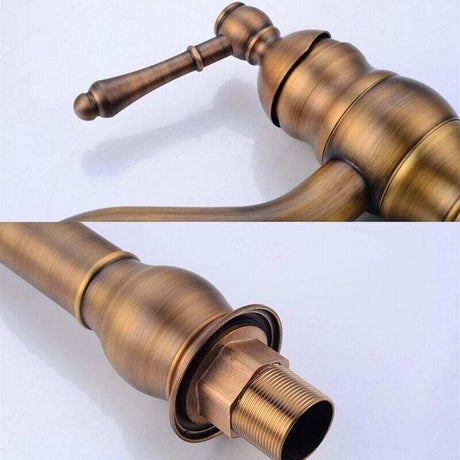 Retro Basin Faucet 360 Degree Swivel Single Lever Bathroom Mixer Tap High Spout Hot and Cold Water Available Bronze
