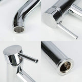 Bathroom Sink Faucet, High Arc Bathroom Sink Mixer Tap, Adjustable Hot and Cold Mixer Tap, Chrome Plated Brass, Silver Grey