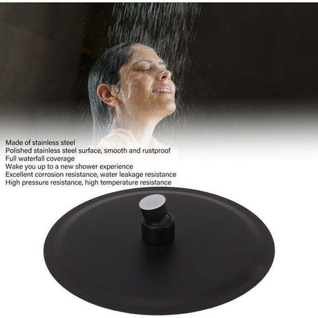 Ultra Thin Rainfall Shower Head, Fixed Rainfall Waterfall, Black Stainless Steel Round Shower Head, 8 Inch