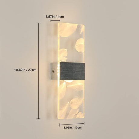 2 Pcs 12W LED Indoor Wall Light, 3000K Warm White Light Modern Acrylic Feather LED Wall Lamp, Simple Modern Wall Sconce for Bedroom, Living Room
